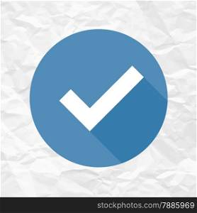 Check Mark Icon on Crumpled Paper Texture