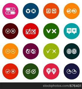 Check mark icons many colors set isolated on white for digital marketing. Check mark icons many colors set