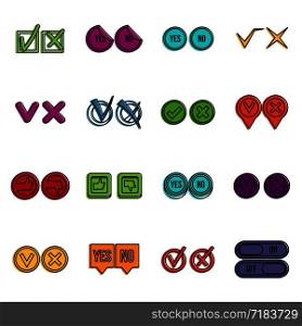 Check mark icons set. Doodle illustration of vector icons isolated on white background for any web design. Check mark icons doodle set