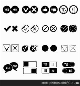 Check mark icons set in simple style on a white background. Check mark icons set, simple style