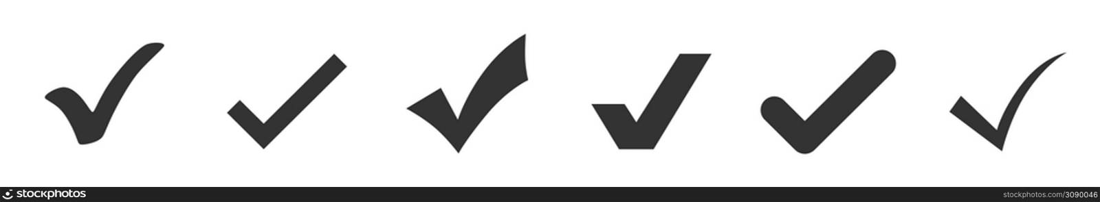 Check mark icons set isolated on white background. Vector illustration eps10. Check mark icons set isolated on white background.
