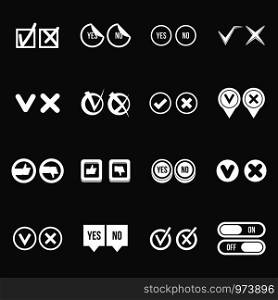 Check mark icons set vector white isolated on grey background . Check mark icons set grey vector