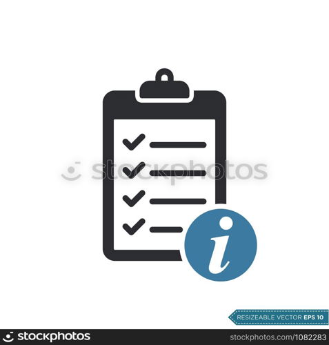 Check Mark Information Sign Clipboard Icon Vector Template Illustration Design