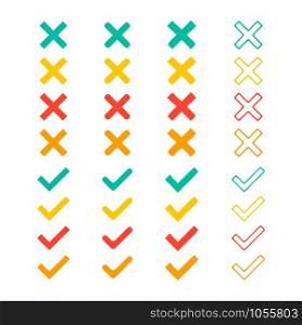 Check mark set different icons. Vector eps10