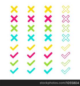 Check mark set different icons. Vector eps10