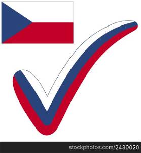 check mark style Czech Republic flag symbol elections, voting and approval, vector concept check mark Israel tick cz, Zeman versus Dragos