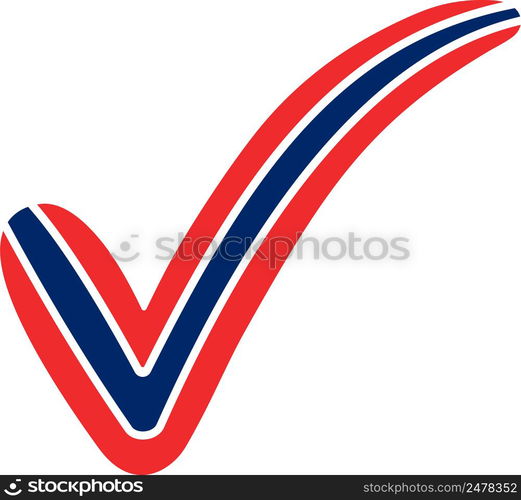 Check mark style Norway flag symbol elections, voting approval NOR