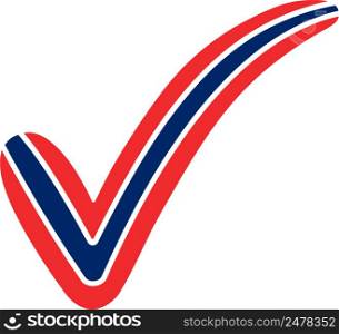 Check mark style Norway flag symbol elections, voting approval NOR