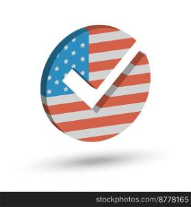 Check mark symbol in the form of American flag. Check mark symbol