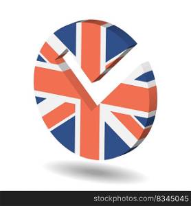 Check mark symbol in the form of United Kingdom flag. Check mark symbol