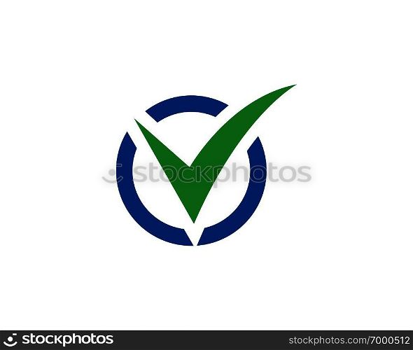 Check mark V Letter Logo Template