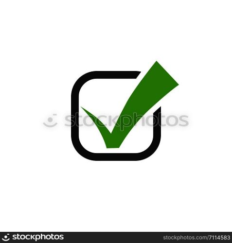 Check mark vector icon. Check mark green in square. Check mark icon isolated on white background. Eps10. Check mark vector icon. Check mark green in square. Check mark icon isolated on white background