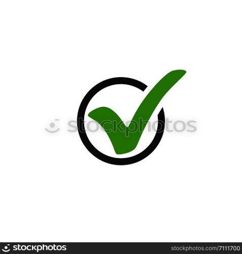 Check mark vector icon. Check mark in circle. Check mark green icon isolated on white background. Eps10. Check mark vector icon. Check mark in circle. Check mark green icon isolated on white background