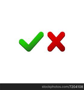 Check marks in red and green or tick, cross checkmarks flat icon on isolated white background. EPS 10 vector. Check marks in red and green or tick, cross checkmarks flat icon on isolated white background. EPS 10 vector.
