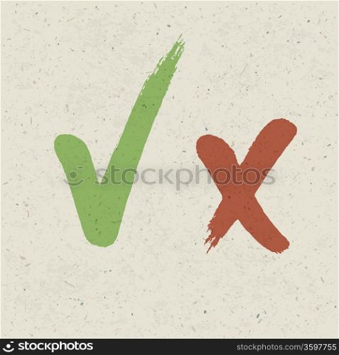 Check marks on paper texture. Vector, EPS10