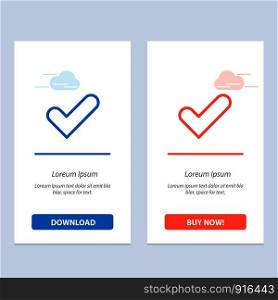Check, Ok, Tick, Good Blue and Red Download and Buy Now web Widget Card Template