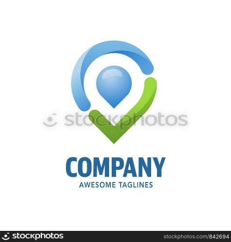 check point logo concept, location pin with check mark vector illustration