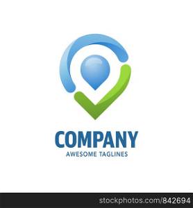 check point logo concept, location pin with check mark vector illustration