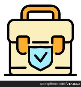 Check suitcase icon. Outline check suitcase vector icon color flat isolated. Check suitcase icon color outline vector