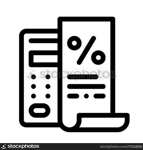 Check with Mathematical Interest Calculations Icon Vector. Outline Check with Mathematical Interest Calculations Sign. Isolated Contour Symbol Illustration. Check with Mathematical Interest Calculations Icon Vector Outline Illustration