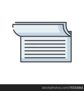 Checkbook RGB color icon. Document for commerce. Payroll for payment. Write cheque. Business tax. Check book notes. Accounting service. Banking operation. Isolated vector illustration. Checkbook RGB color icon