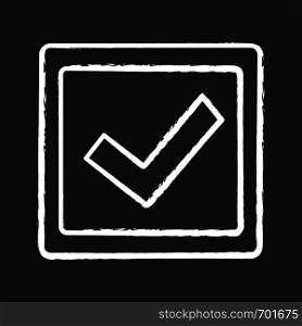 Checkbox chalk icon. Check box. Checkmark. Voting. Verification and validation. Approved. Isolated vector chalkboard illustration. Checkbox chalk icon