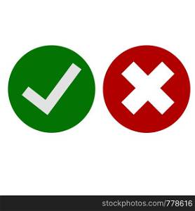 Checkbox icon, isolated, green and red color white background done work or option. Flat design EPS 10
