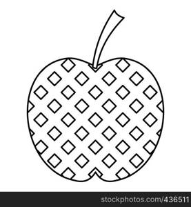 Checkered apple icon in outline style isolated on white background vector illustration. Checkered apple icon, outline style