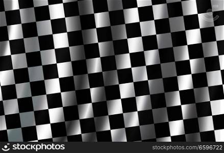 Checkered flag 3D background. Vector wavy start or finish flag with checker pattern of car racing, rally sport club or bike races competition backdrop design. Vector checkered flag pattern background