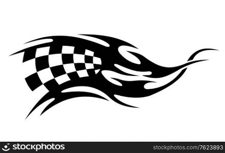 Checkered flag for racing sport tattoo design isolated on white background