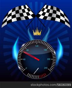 Checkered flag, speedometer. Vector illustration. EPS 10.