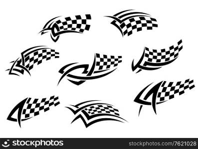 Checkered flags in tribal style for tattoo or sports design