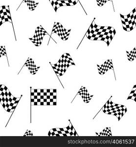 Checkered flags seamless pattern, flags for the race start and finish, vector illustration for print or website design - seamless race. Checkered flags seamless pattern