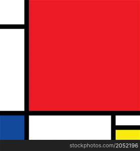 Checkered Piet Mondrian style emulation. The Netherlands art history and Holland painter. Dutch mosaic or checker line pattern banner or card. Geometric seamless elements Retro pop art pattern