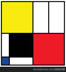 Checkered Piet Mondrian style emulation. The Netherlands art history and Holland painter. Dutch mosaic or checker line pattern banner or card. Geometric seamless elements Retro pop art pattern
