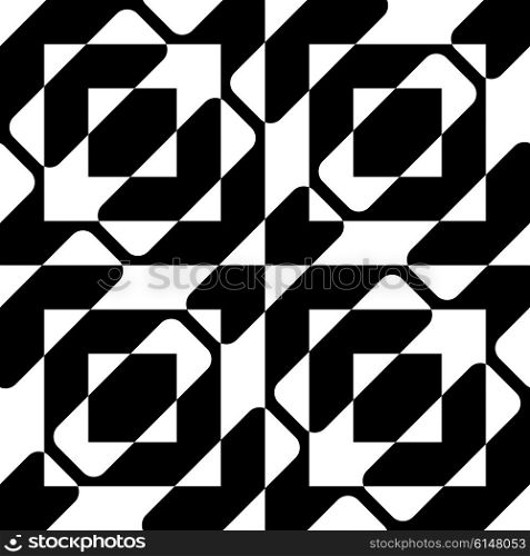 Checkered Square Pattern. Vector Seamless Background. Regular Black and White Texture
