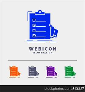 checklist, check, expertise, list, clipboard 5 Color Glyph Web Icon Template isolated on white. Vector illustration. Vector EPS10 Abstract Template background