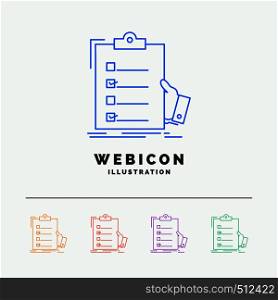 checklist, check, expertise, list, clipboard 5 Color Line Web Icon Template isolated on white. Vector illustration. Vector EPS10 Abstract Template background