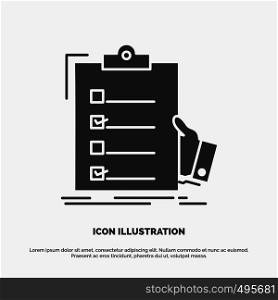 checklist, check, expertise, list, clipboard Icon. glyph vector gray symbol for UI and UX, website or mobile application. Vector EPS10 Abstract Template background