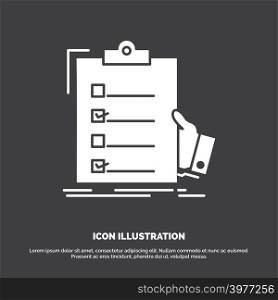 checklist, check, expertise, list, clipboard Icon. glyph vector symbol for UI and UX, website or mobile application