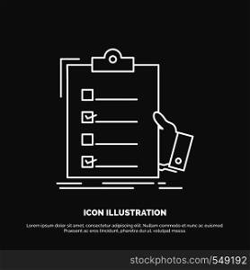 checklist, check, expertise, list, clipboard Icon. Line vector symbol for UI and UX, website or mobile application. Vector EPS10 Abstract Template background