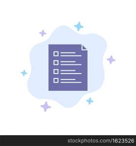 Checklist, Check, File, List, Page, Task, Testing Blue Icon on Abstract Cloud Background