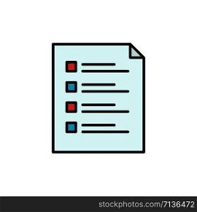 Checklist, Check, File, List, Page, Task, Testing Flat Color Icon. Vector icon banner Template