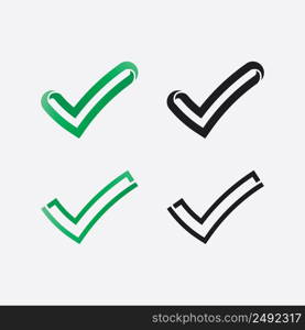 Checklist check mark logo vector or icon. Tick symbol in green color illustration. Accept okey symbol for approvement or cheklist design