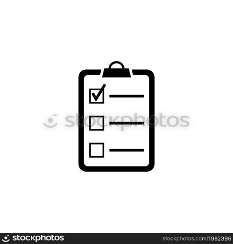 Checklist, Clipboard. Flat Vector Icon illustration. Simple black symbol on white background. Checklist, Clipboard sign design template for web and mobile UI element. Checklist, Clipboard Flat Vector Icon
