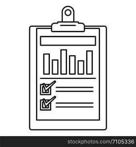 Checklist graph icon. Outline illustration of checklist graph vector icon for web design isolated on white background. Checklist graph icon, outline style