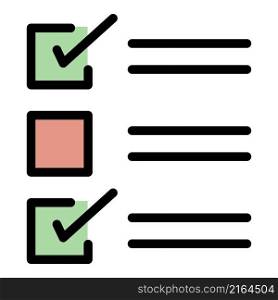 Checklist icon. Outline checklist vector icon color flat isolated. Checklist icon color outline vector