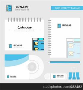 Checklist Logo, Calendar Template, CD Cover, Diary and USB Brand Stationary Package Design Vector Template