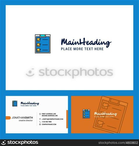 Checklist Logo design with Tagline & Front and Back Busienss Card Template. Vector Creative Design