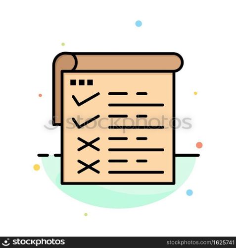 Checklist, Testing, Report, Qa Abstract Flat Color Icon Template